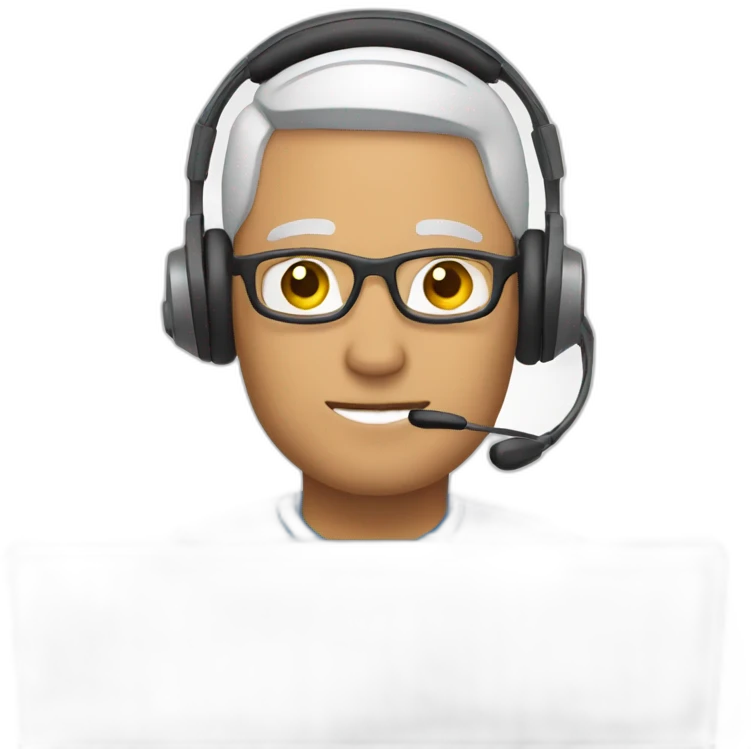 man at computer with a headset emoji