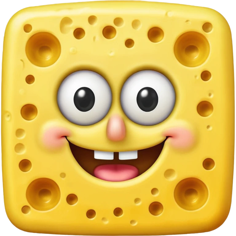 Give me a spongebob make it yellow but in cheese. no holes  emoji