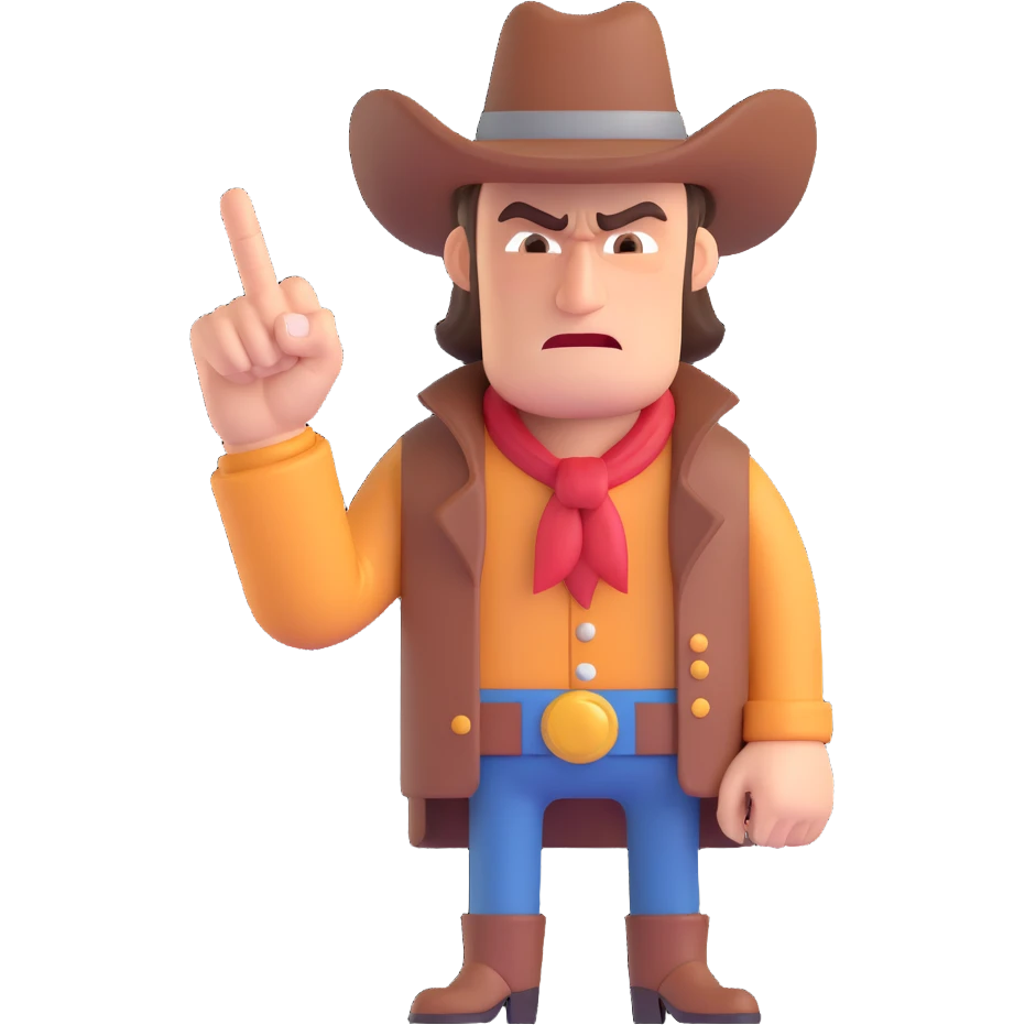 angry cowboy giving the middle finger emoji