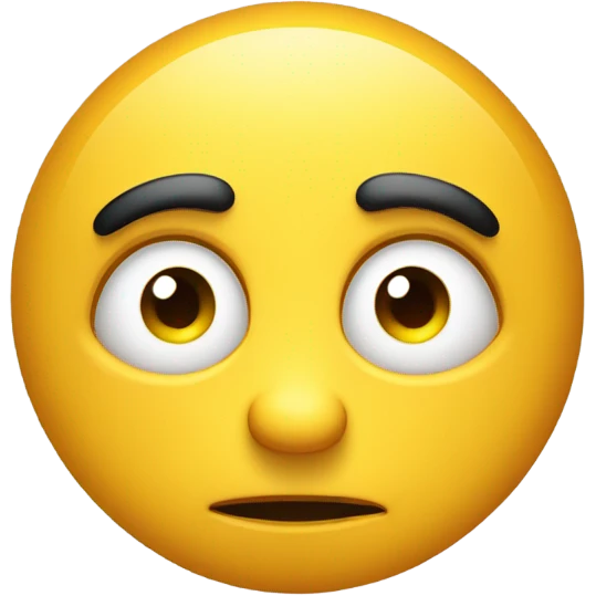 yellow round emoji that looks like it’s thinking and reminiscing about the past with eyes looking up in thought  emoji