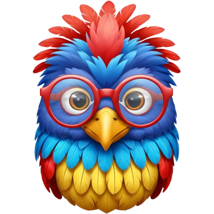 cool colorful bird with glassess emoji