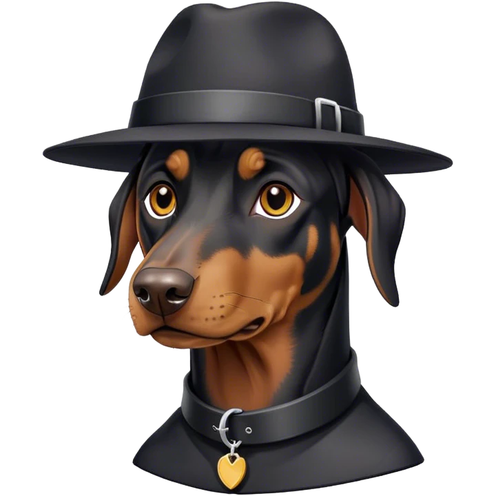 Doberman wearing a hat and collar  emoji