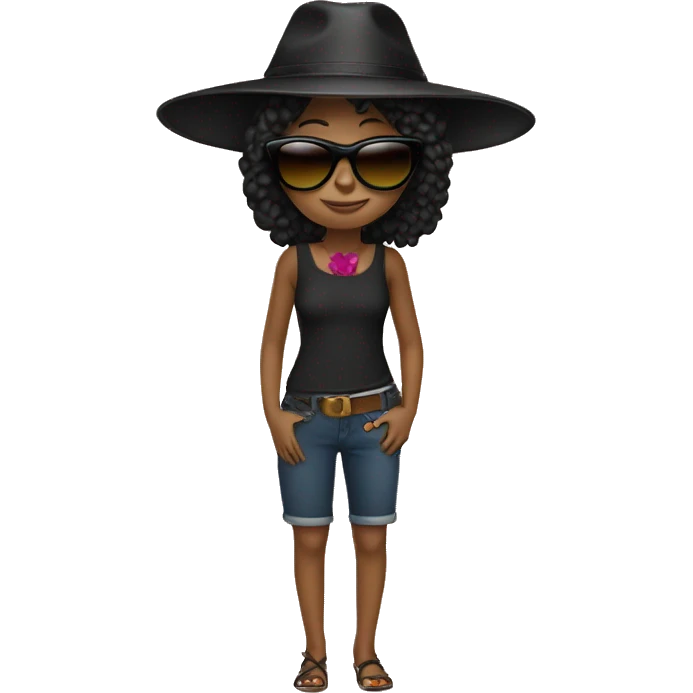  girl black haïr with pointed asian hat and sunglasses emoji