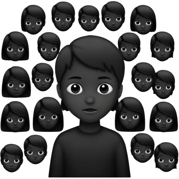 child silhouette surrounded by several larger silhouettes emoji