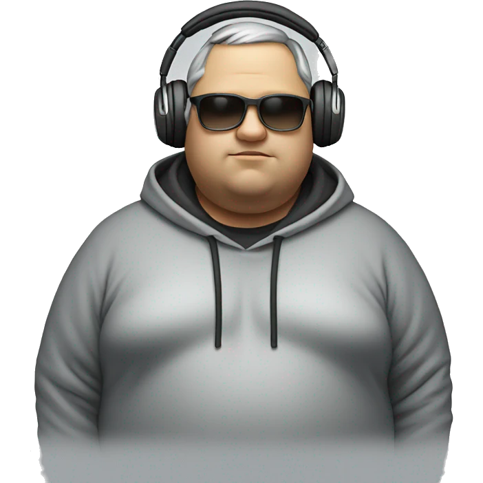 Fat man wearing a hoodie and headphones  emoji