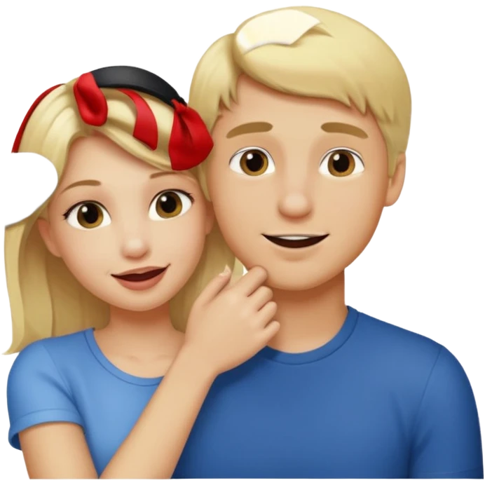 Emoji blonde girl lovingly , biting a man’s arm emoji
