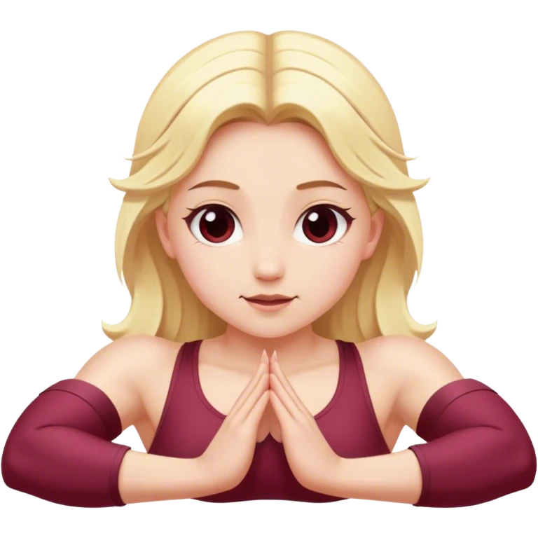 angelic blonde girl stretching in Burgundy  gym  emoji