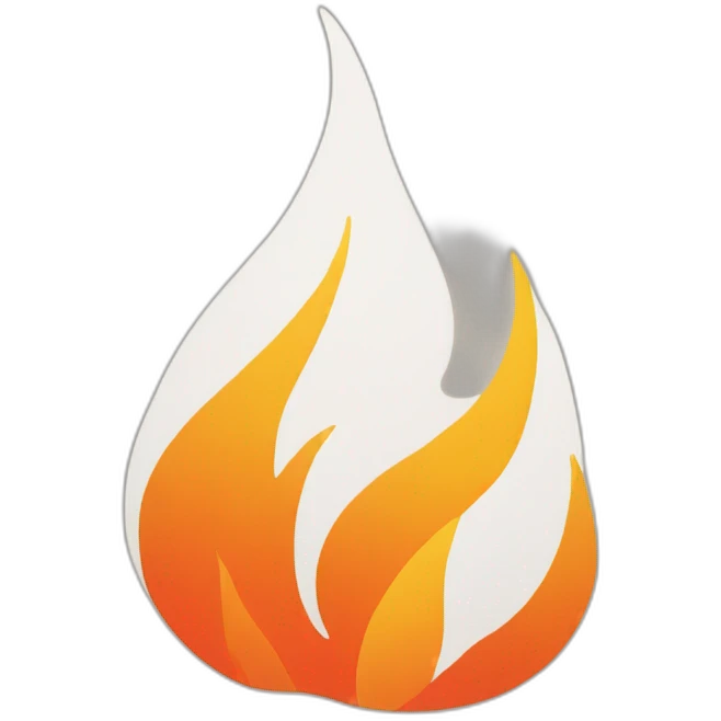 a minimalist simplistic abstract flame emoji