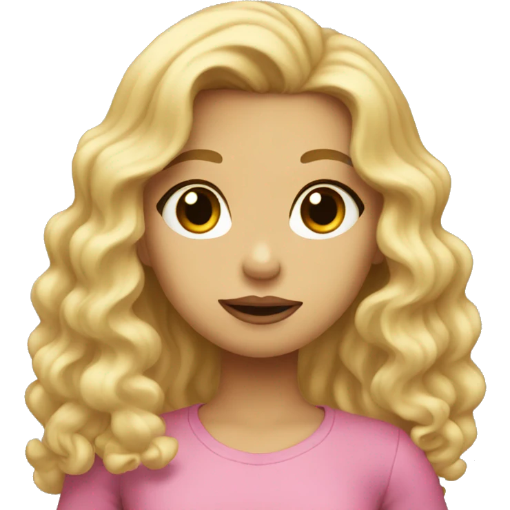 Blonde girl with long wavy hair sending a kiss emoji