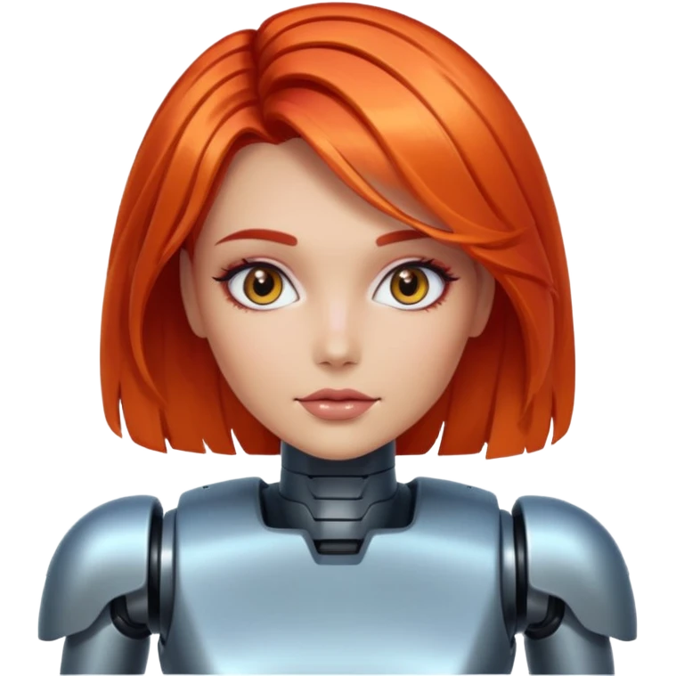 female vibrant hair color metalic robot face like last picture of the last one emoji