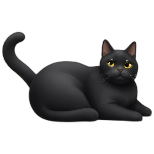 obese black cat lying on the back emoji