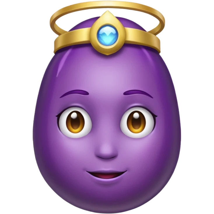 Eggplant wearing a halo emoji