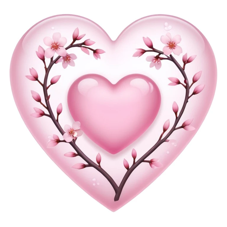 heart with sakura and frosted glass effect emoji