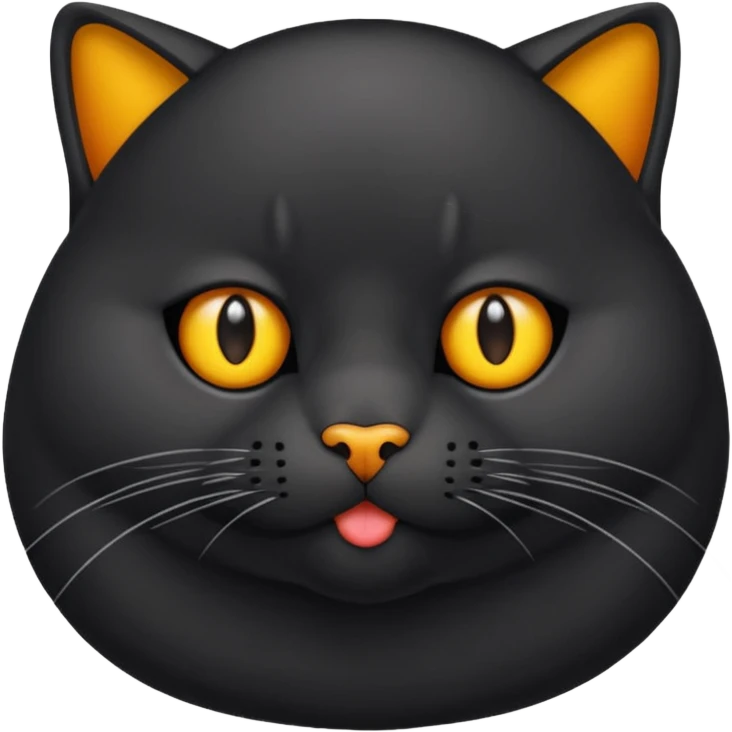 Un gato negro gordito con los ojos de color amarillos sentado con un collar que diga: waina michi emoji