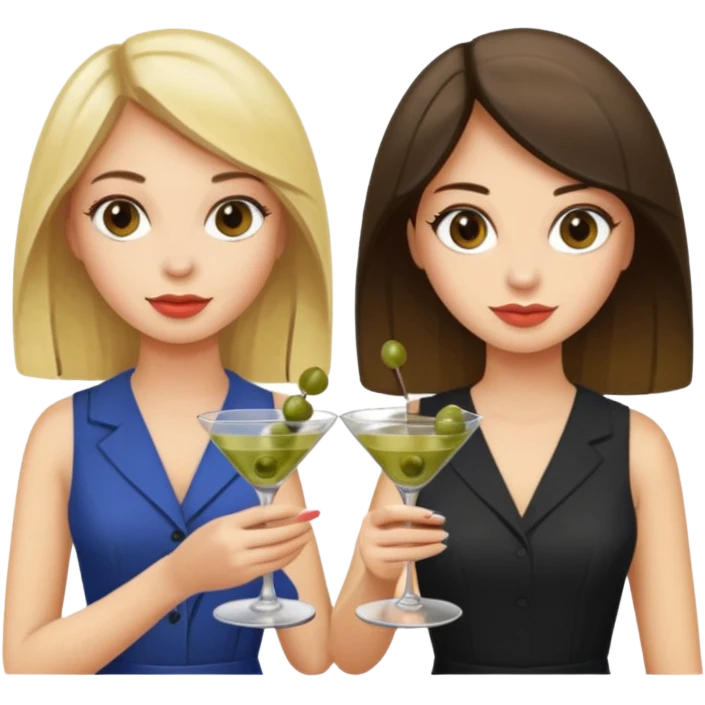 pretty blonde and brunnete girls holding dirty martinis emoji