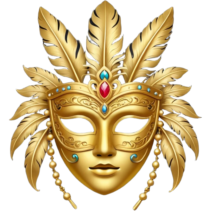 golden mask with feather emoji