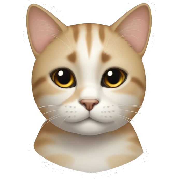 cat with black eyebrows up to where the ears begin, with a white eyebrow up to where the ears begin, and a light brown circle at the top of the head with white hair surrounding it. emoji