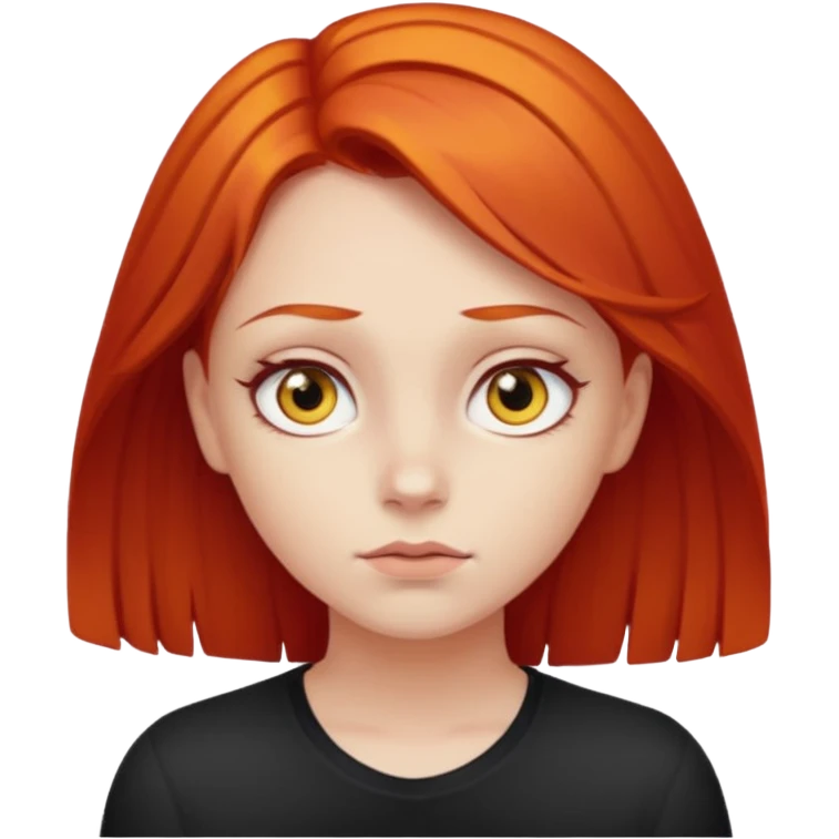 A girl with yellow eye and with An red eye and half smart  emoji