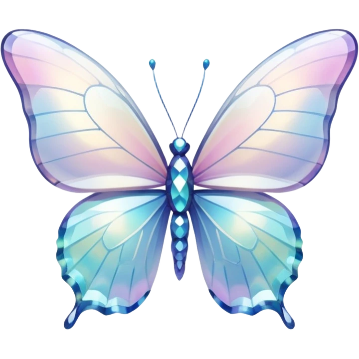 Pastel white iridescent glass crystal butterfly emoji