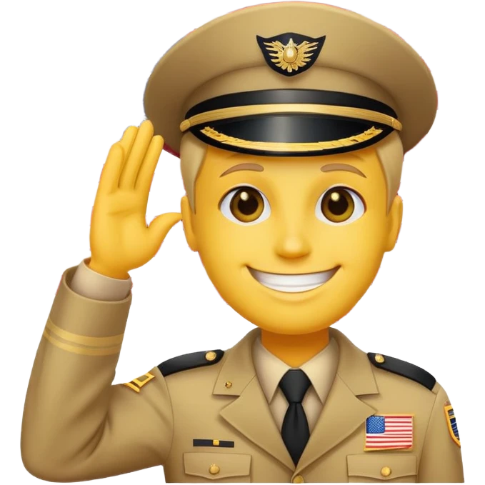 Yellow face saluting with an American flag in the background emoji