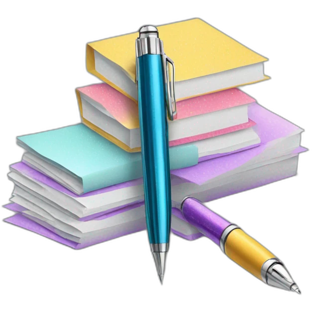 pen and sparkling paper stack emoji
