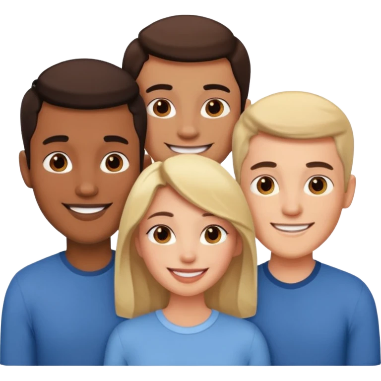 Un trouple : deux hommes  et une femme qui sont amoureux  ,  emoji