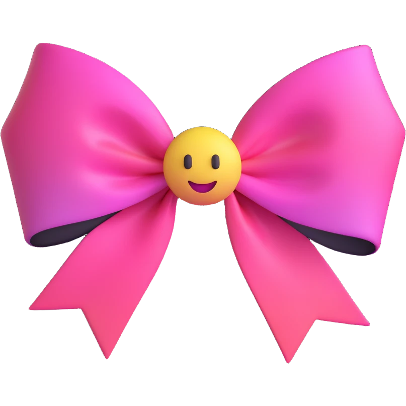 3D emoji style bow, pink gradient, elegant and smooth emoji