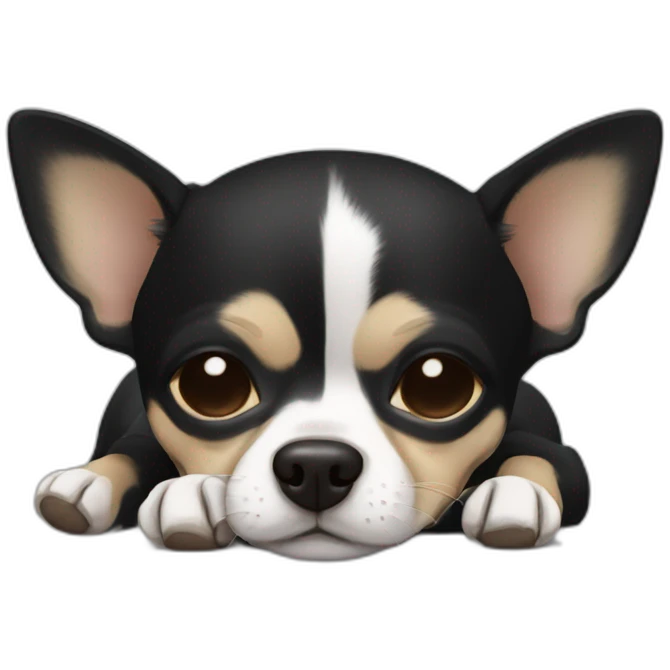Black and neutral color Chihuahua sleeping emoji