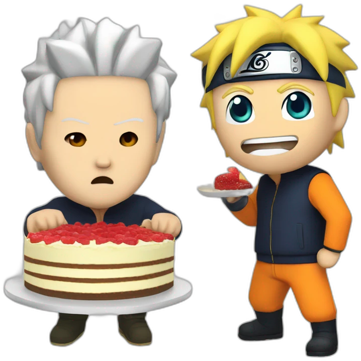 Naruto and Trump eats cheesecake emoji