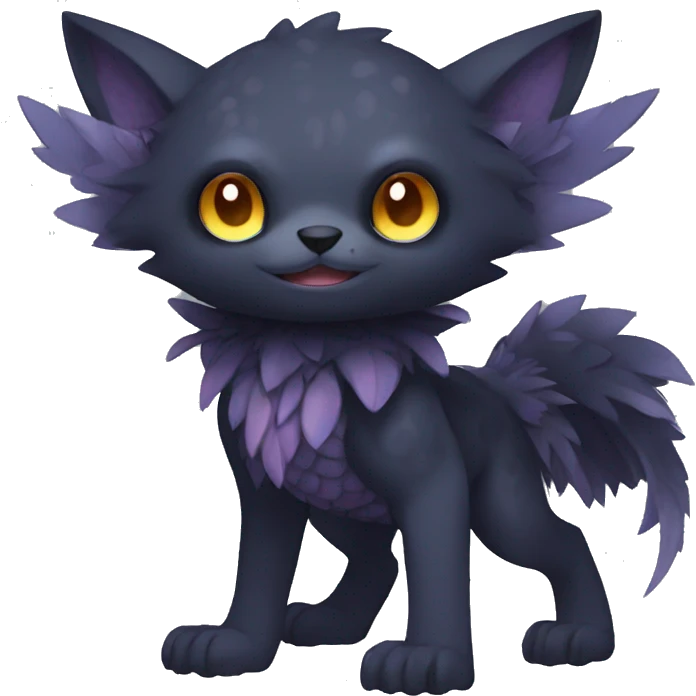 Cute cool fantasy dark-themed animal hybrid Fakemon full body emoji
