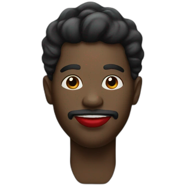 black man with a single bone on his head and big red lips emoji