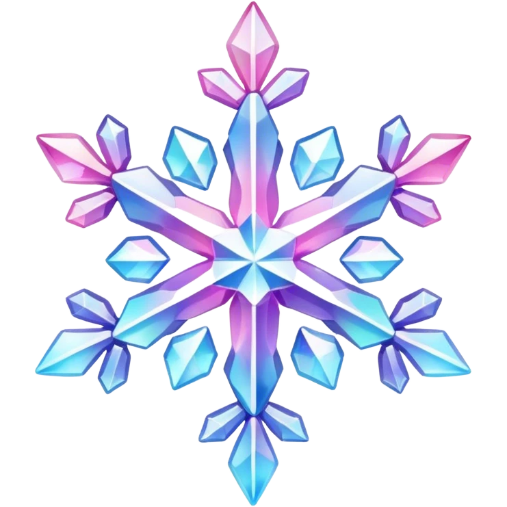 Gradient iridescent Pastel rainbow Pink violet blue white crystal star snowflake  emoji