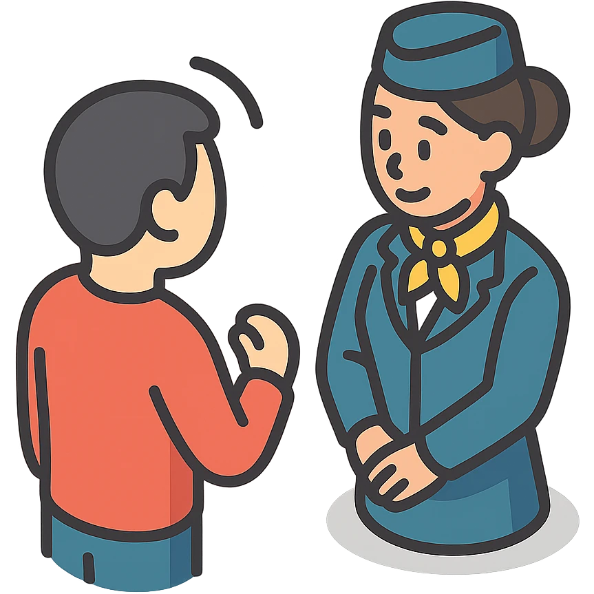 человек кивает стюардессе emoji