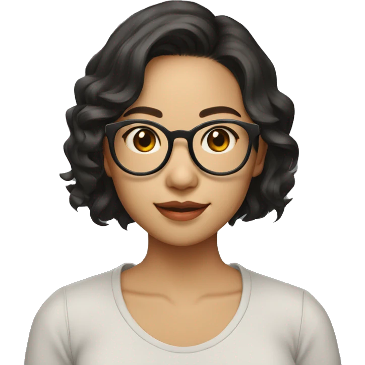 Southeast asian girl wearing glasses short wavy hair emoji