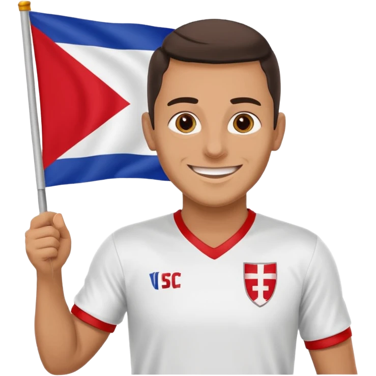 ‏رجل يرفع شعار نادي الزمالك emoji