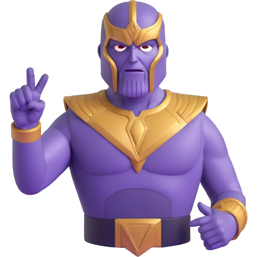 Thanos with Squid Game triangle mask pointing forward emoji