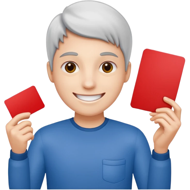 Eloji smile  avec un carton rouge dans la main  emoji