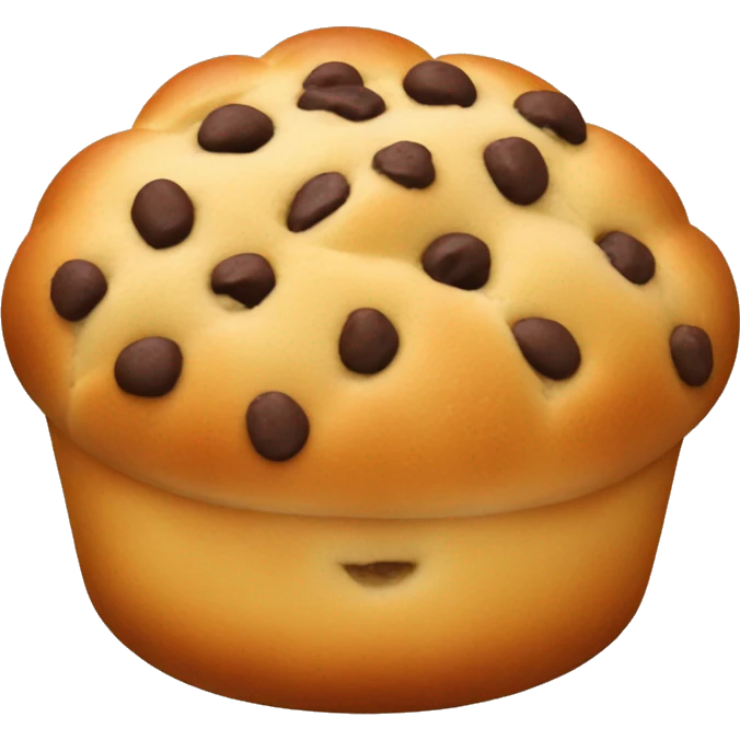 A round brioche with chocolate chip emoji