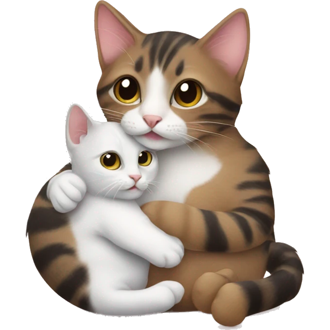 Domesticated cat holding a baby emoji