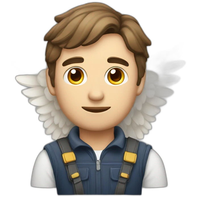 Homme a tête de chouette avec des ailes d'ange emoji