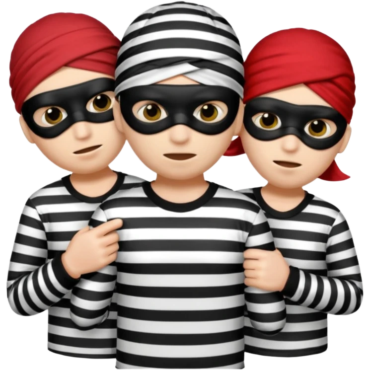 3 theif robbers emoji,Stripped shirt,eye mask, black head. emoji