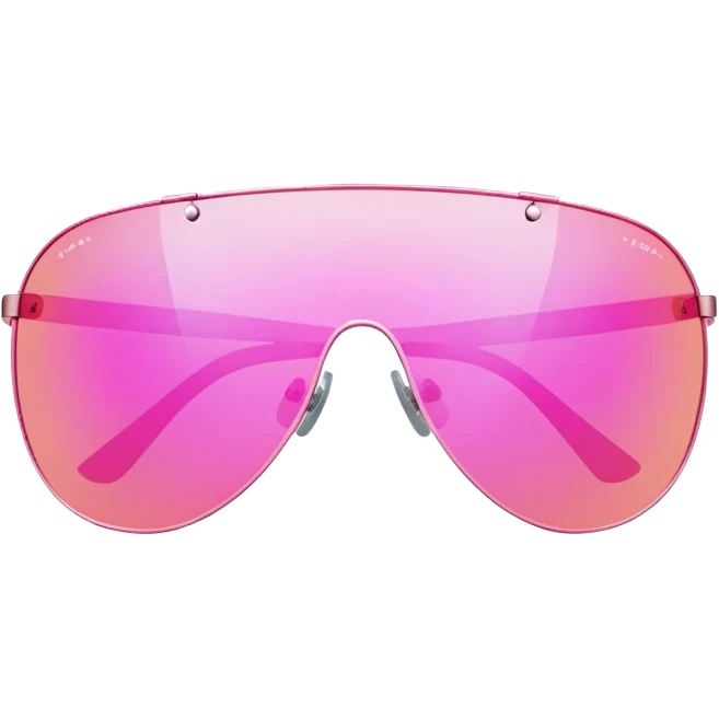 pink mirrored shield sunglasses, Y2K cyber style, frameless design emoji