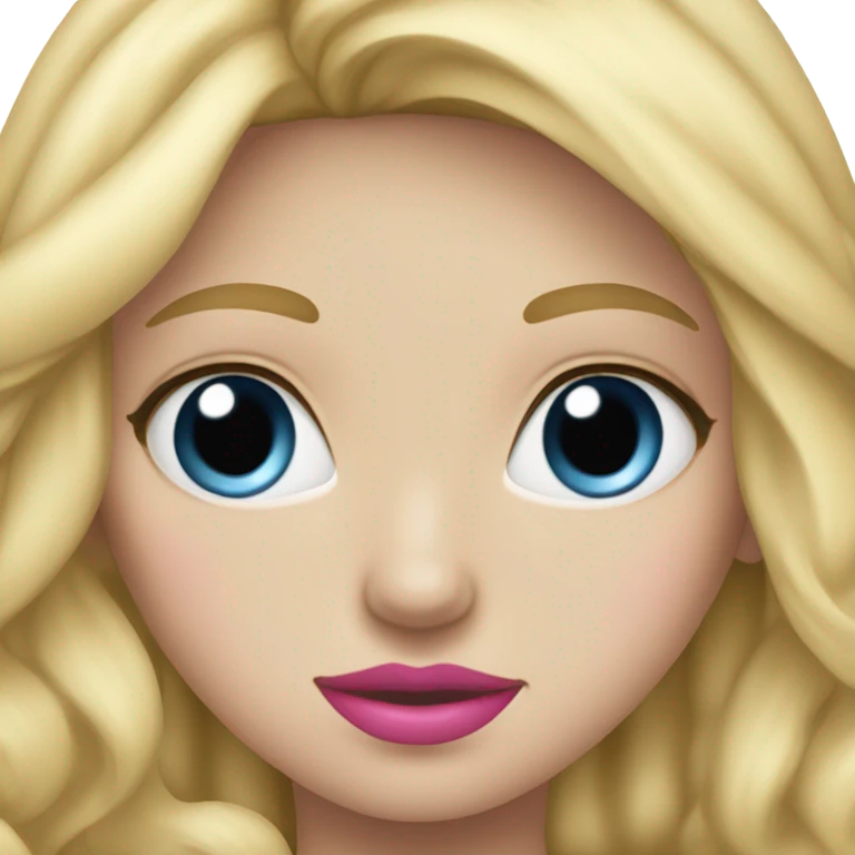 blonde girl with blue eyes pink lips closed mough emoji