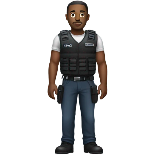 black man standing full body with stab vest  emoji
