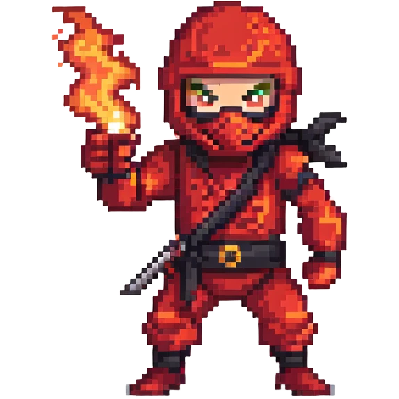 Red ninja shooting fire emoji
