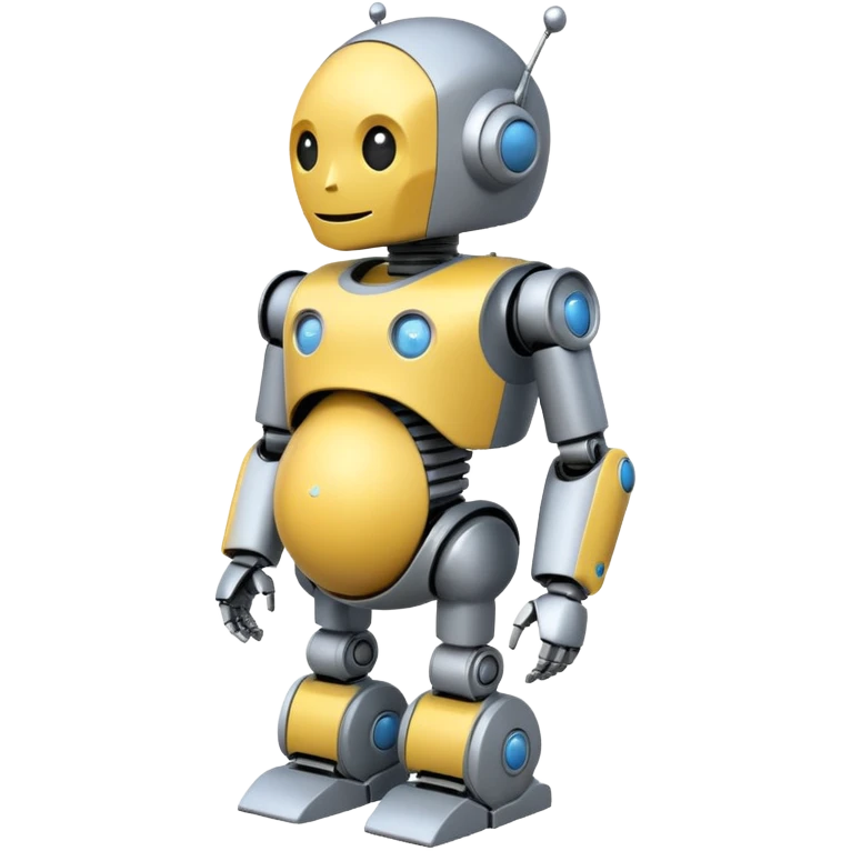 Pregnant male robot. Profile view. Facing left. 2 dimensional emoji style. As though it was made with microsoft paint. emoji