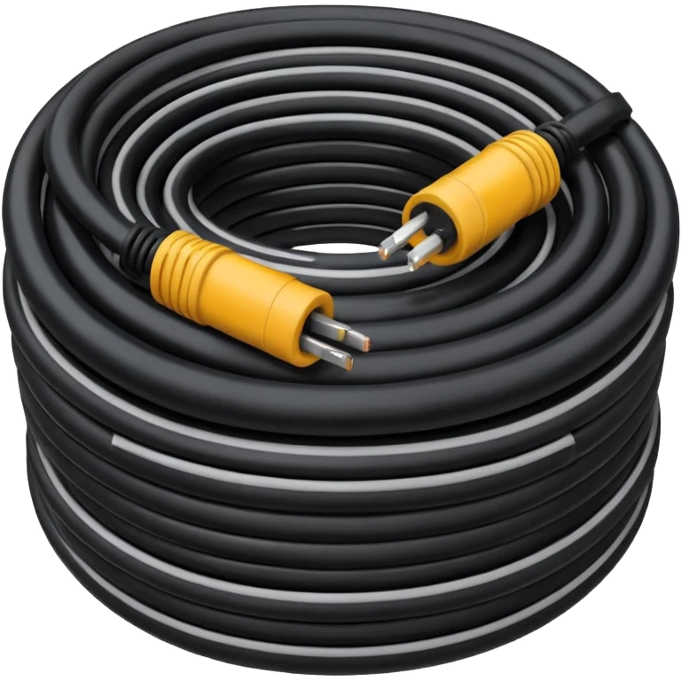 Cable bundle with pneumatic and big electrical cables in a riffled black plastic shaft rounded emoji