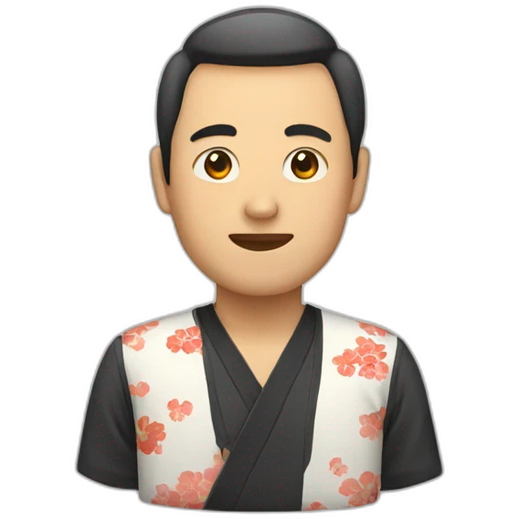 Man wearing a Japanese shirt emoji