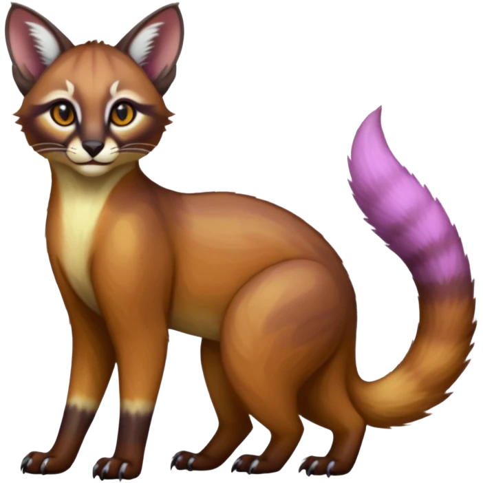 dark fruity white glorious iridescent divine exotic cool beautiful beautiful fantasy-caracal-civet-genet-sergal-vernid-Cacomistle-Trico-oncilla-animal-Fakémon-hybrid-fursona (full body) emoji