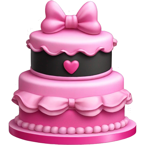 Birthday cake ruffles bows pink coquette black pink vanilla three tier heart shaped emoji